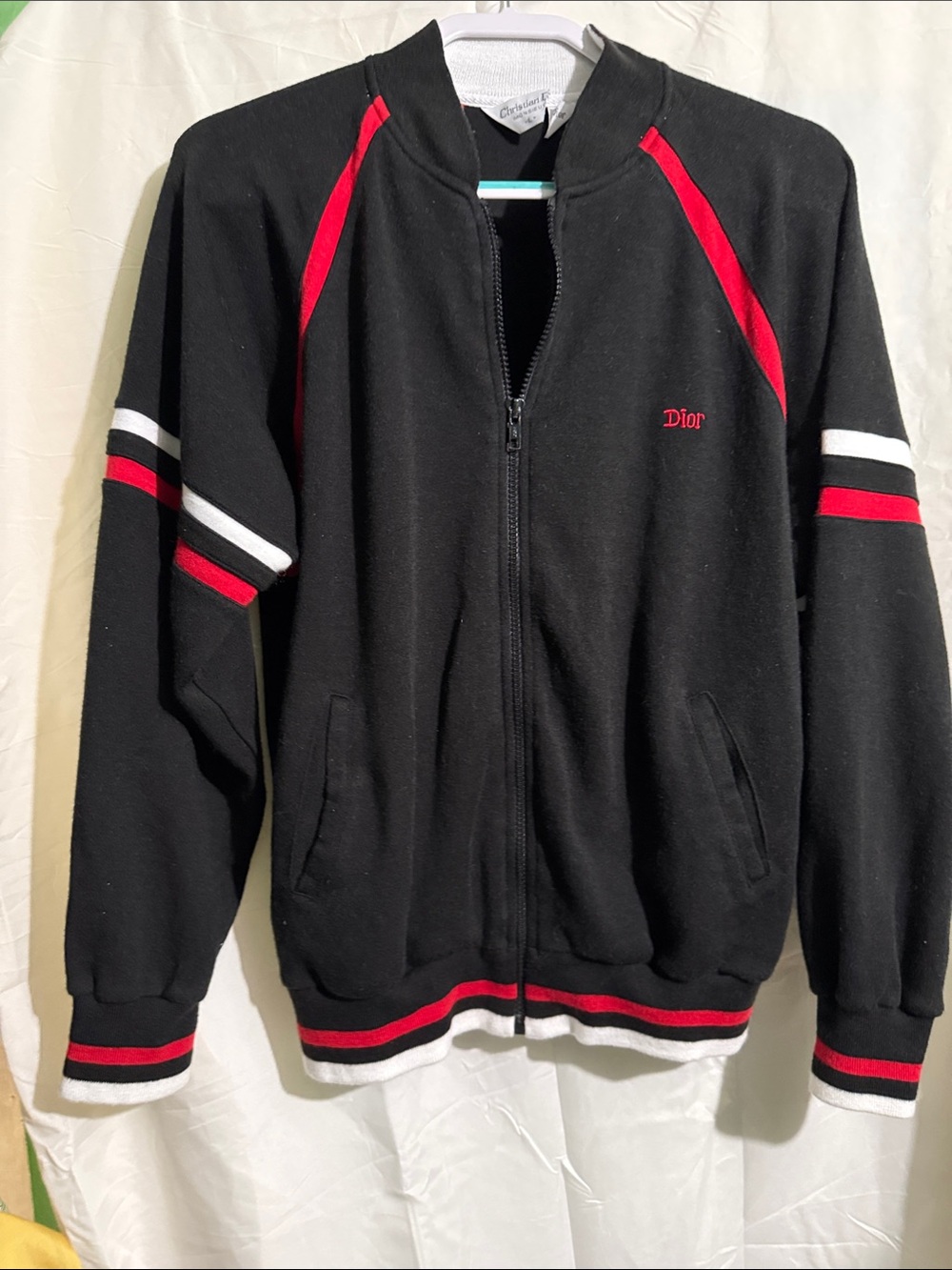 Dior Black Sweatshirt with Red & White Trim